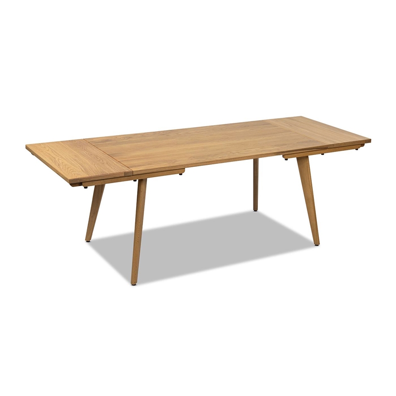 Capri Solid Oak Wood 7-Piece Extendable Leaf Dining Set Natural Brown Red Oak
