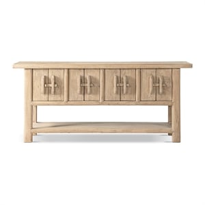 Rowan 78.5&quot Reclaimed Pine Sideboard with Lower Shelf Heritage Light Natural Brown