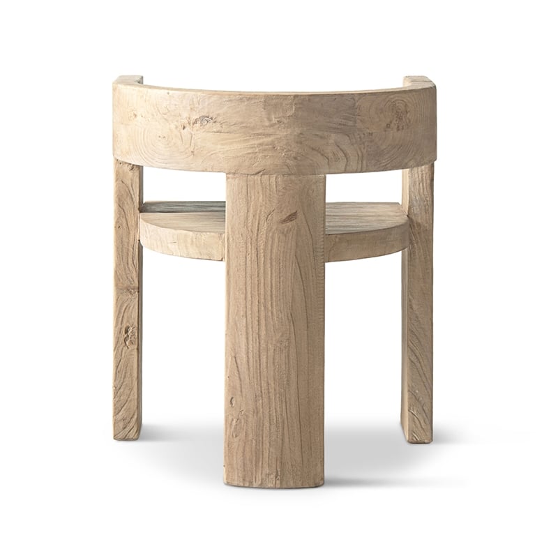 Soren Reclaimed Elm Sculptural Accent Curved Dining Chair Light Natural Brown