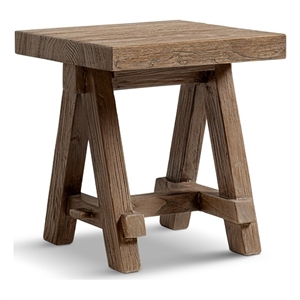Hawthorne 18&quot Square Reclaimed Elm Trestle Side Table Heritage Medium-Dark Brown