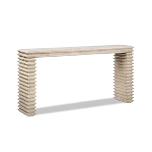 Veda 63&quot Stacked Geometric Waterfall Console Table Reclaimed Pine Wood
