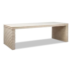 Veda 94&quot Stacked Geometric Waterfall Dining Table Seat of 8 Reclaimed Pine Wood