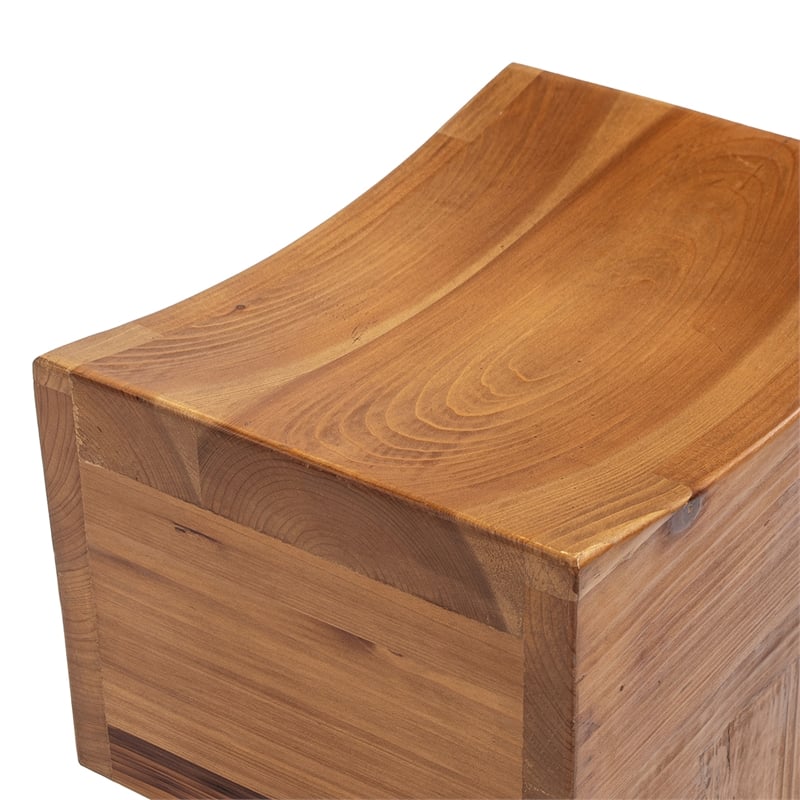 Nico Sculptural Stool Ottoman Honey Aged Brown Reclaimed Pine Wood