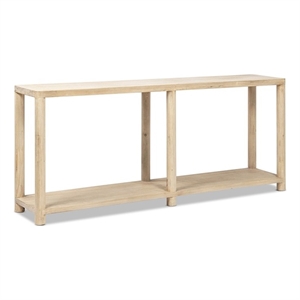 Milo 71&quot Console Table with Lower Shelf Natural Cerused Reclaimed Pine Wood
