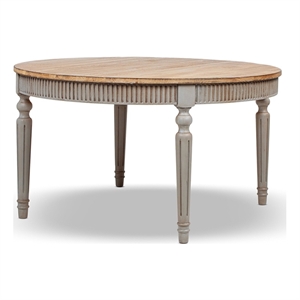 Colette 55&quot Round Dining Table Antique Natural Brown Reclaimed Pine Wood
