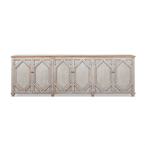 Colette 106&quot Extra Wide 6-Door Cabinet Sideboard Brown Reclaimed Pine Wood
