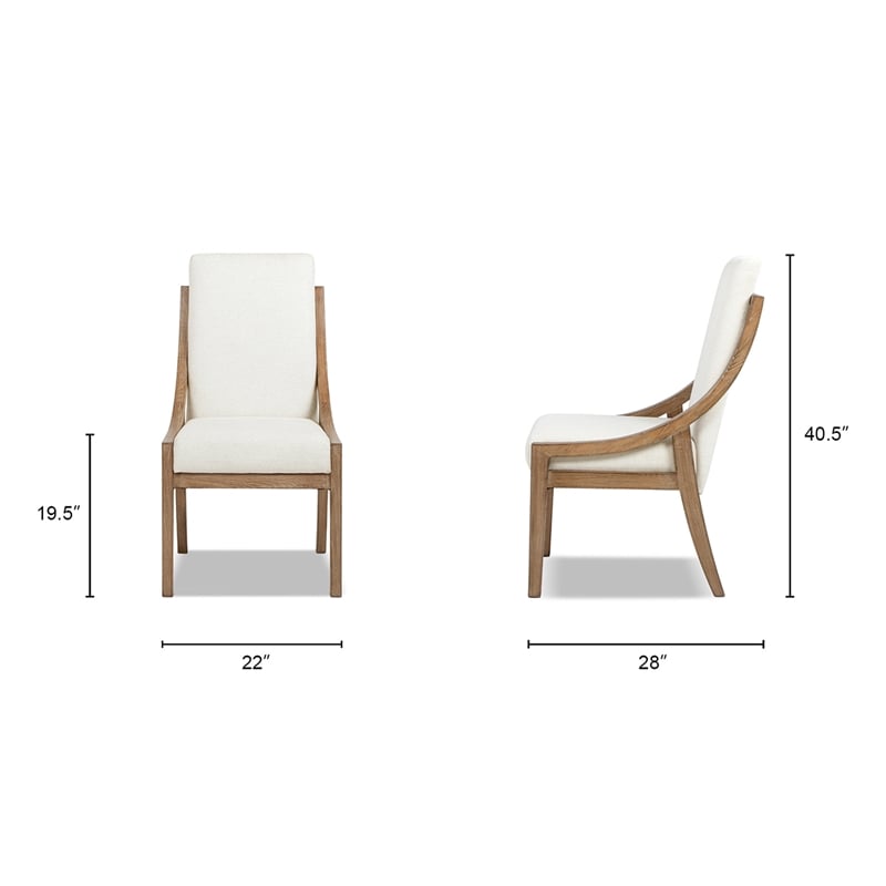 Lennox High Back Upholstered Reclaimed Pine Wood Dining Chair Set of 2 Chenille