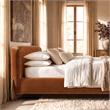 Alpine Puffy Modern Platform Bed King Burnt Orange Performance Velvet