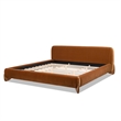 Alpine Puffy Modern Platform Bed King Burnt Orange Performance Velvet