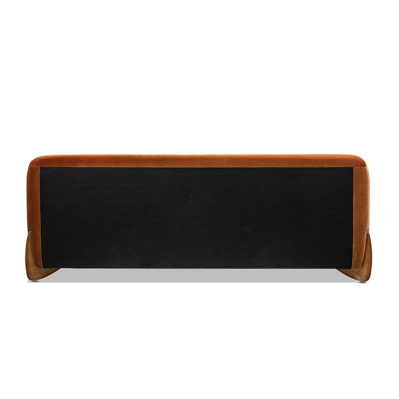 Alpine Puffy Modern Platform Bed King Burnt Orange Performance Velvet