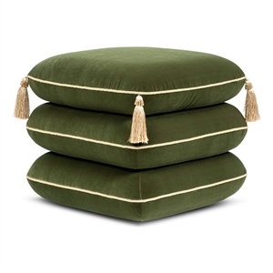 Monarch 19.5&quot Tassled Ottoman Olive Green Performance Velvet
