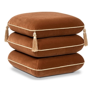 Monarch 19.5&quot Tassled Ottoman Burnt Orange Performance Velvet