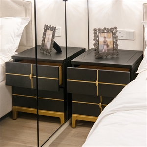 Kingsly 21&quot Wide Contemporary Glam Storage Side Table Espresso Black