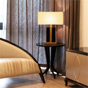 Verona 22&quot Contemporary Glam Round Accent Side Table Espresso Black