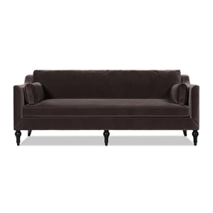 Josephine 84.5&quot Upholstered Modern Sofa Deep Brown Performance Velvet