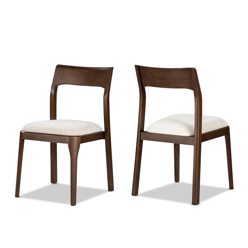 Bryson Upholstered Reclaimed Pine Dining Chair Set of 2 Beige Chenille