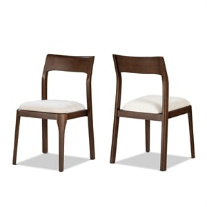 Bryson Upholstered Reclaimed Pine Dining Chair Set of 2 Beige Chenille