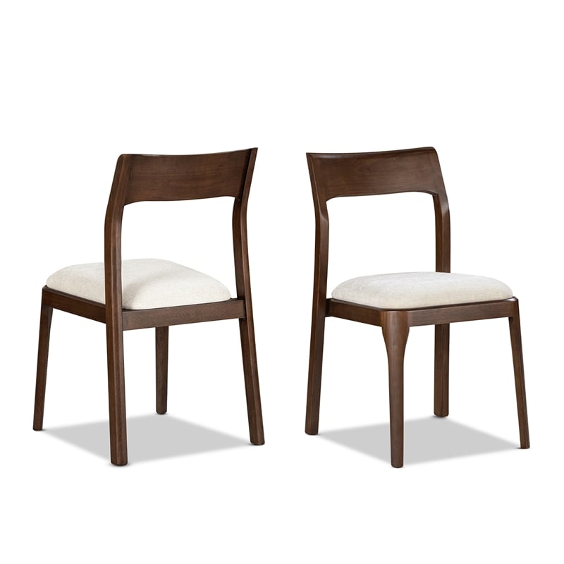 Bryson Upholstered Reclaimed Pine Dining Chair Set of 2 Beige Chenille