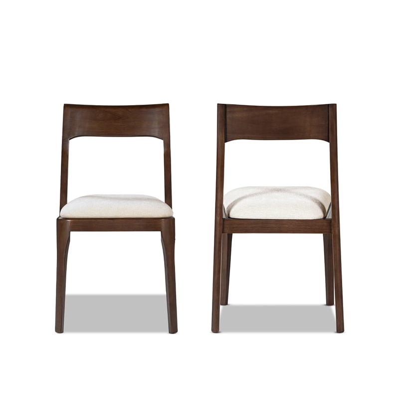 Bryson Upholstered Reclaimed Pine Dining Chair Set of 2 Beige Chenille