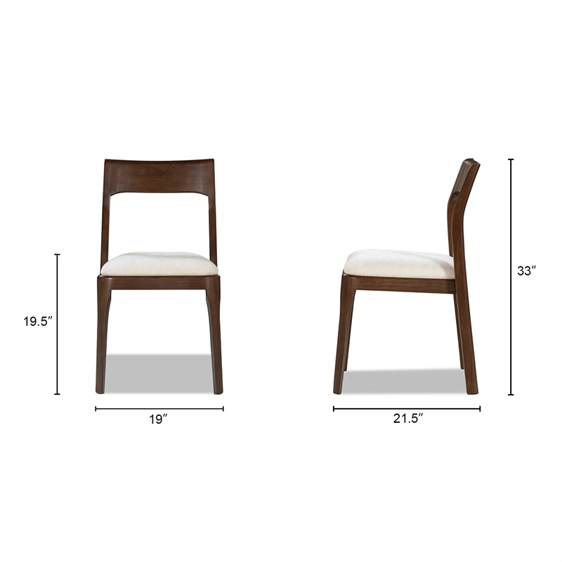 Bryson Upholstered Reclaimed Pine Dining Chair Set of 2 Beige Chenille