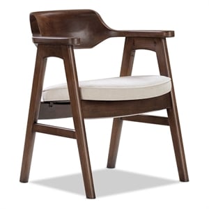 Hayes Curved Reclaimed Pine Dining Armchair Soft Light Beige Chenille