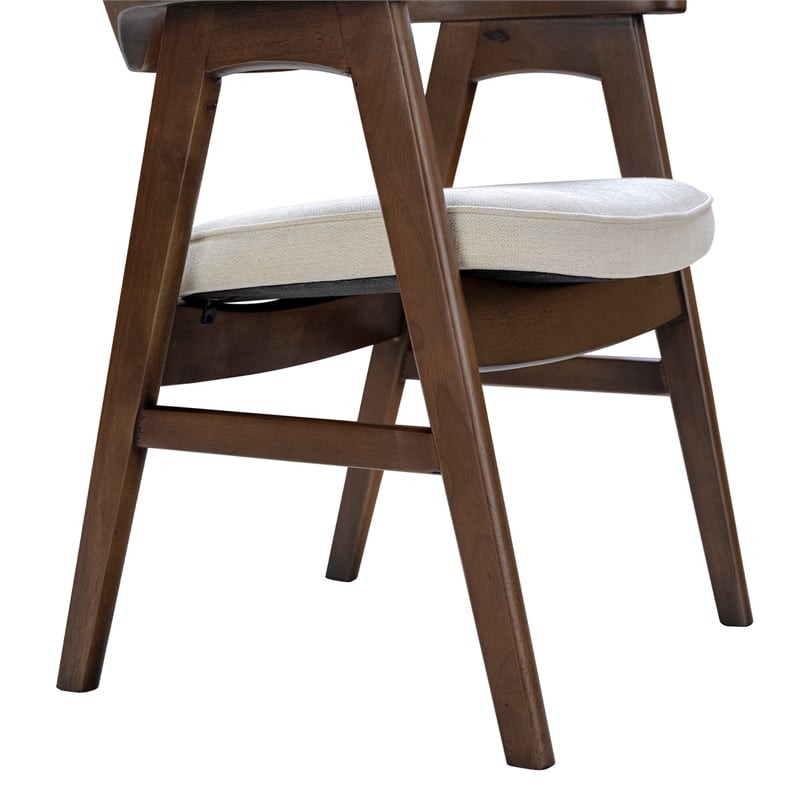 Hayes Curved Reclaimed Pine Dining Armchair Soft Light Beige Chenille