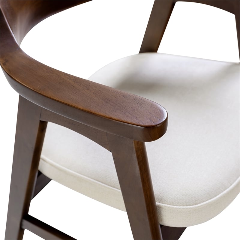 Hayes Curved Reclaimed Pine Dining Armchair Soft Light Beige Chenille