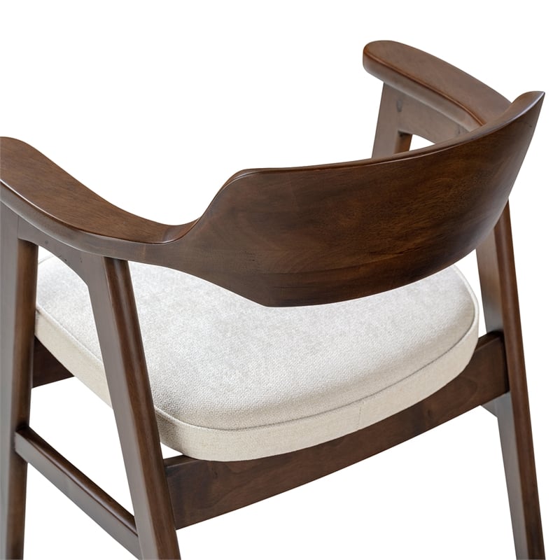 Hayes Curved Reclaimed Pine Dining Armchair Soft Light Beige Chenille