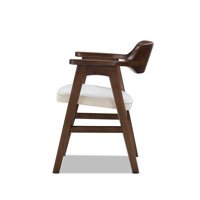 Hayes Curved Reclaimed Pine Dining Armchair Soft Light Beige Chenille