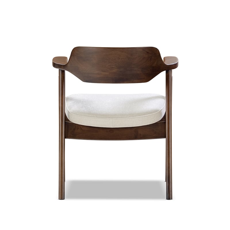 Hayes Curved Reclaimed Pine Dining Armchair Soft Light Beige Chenille