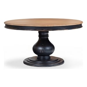 Winslow 60&quot Round Reclaimed Pine Wood Pedestal Dining Table Natural Brown