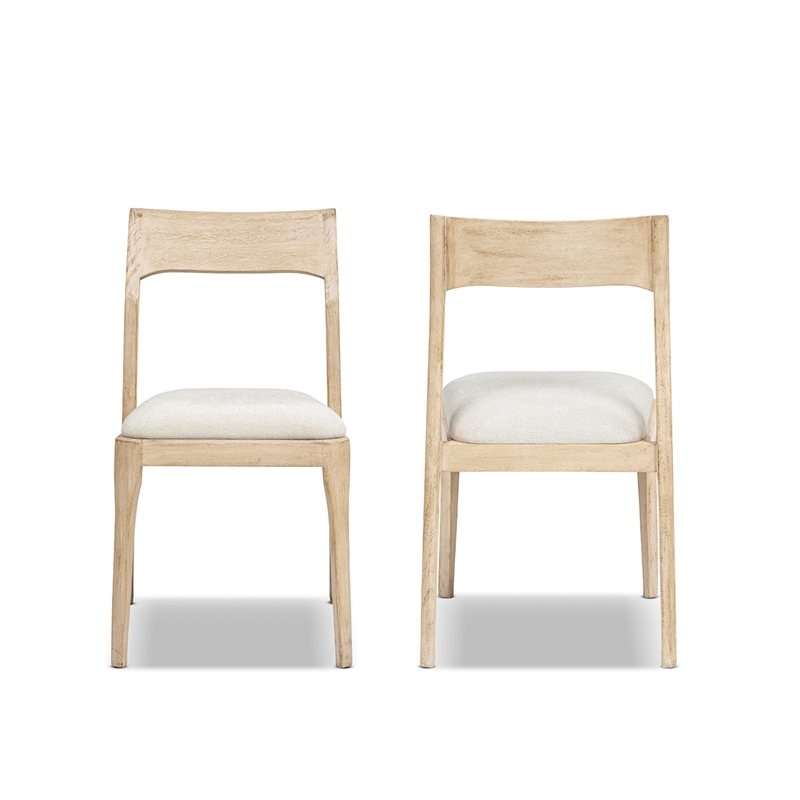 Bryson Upholstered Reclaimed Pine Wood Dining Chair Set of 2 Light Natural Brown
