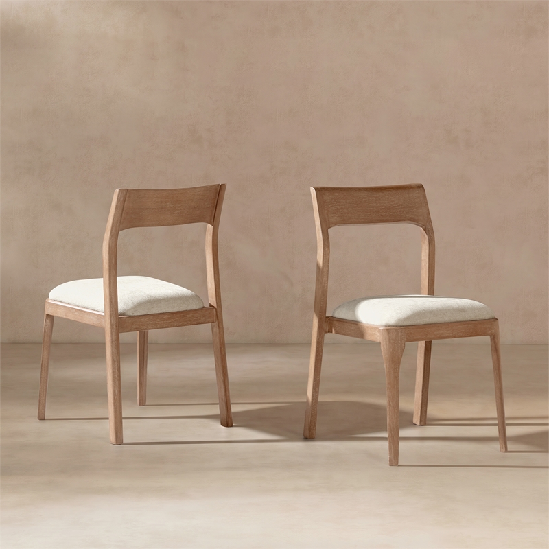 Bryson Upholstered Reclaimed Pine Wood Dining Chair Set of 2 Natural Brown