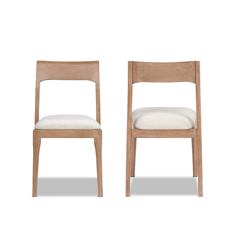 Bryson Upholstered Reclaimed Pine Wood Dining Chair Set of 2 Natural Brown