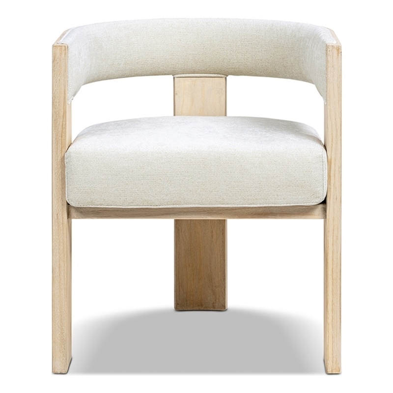 Wren Upholstered Reclaimed Pine Wood Dining Arm Chair Natural Brown Chenille
