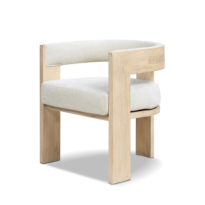 Wren Upholstered Reclaimed Pine Wood Dining Arm Chair Natural Brown Chenille