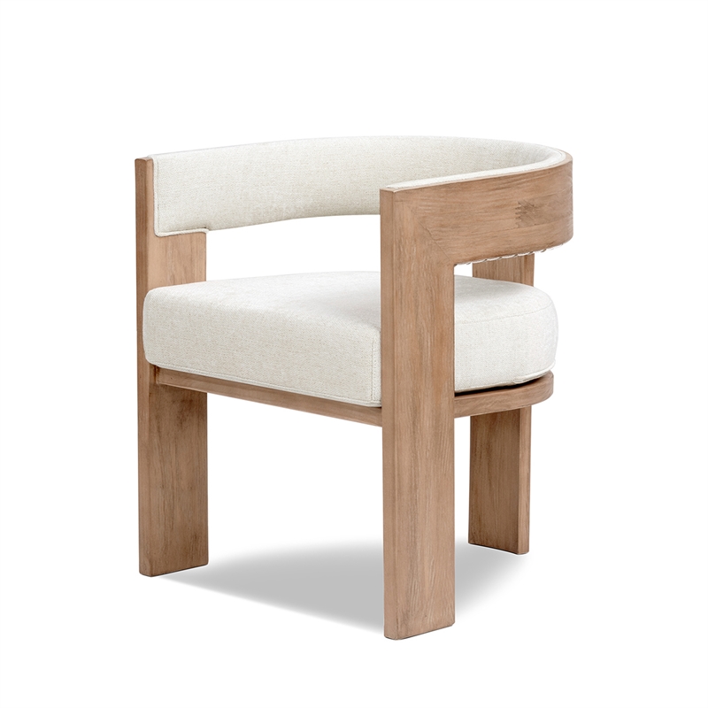 Wren Upholstered Reclaimed Pine Dining Arm Chair Dark Brown Chenille