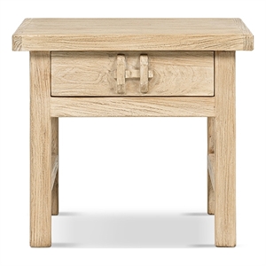 Rowan 22&quot Elm Wood Side Table with Drawer Light Natural Brown