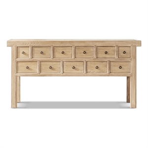 Bellamy 70&quot Solid Reclaimed Elm Wood 11-Drawer Table Natural Brown