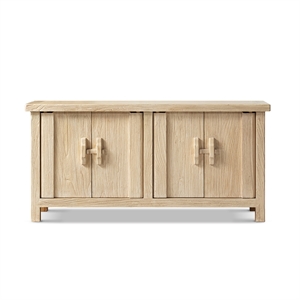 Rowan 63&quot Reclaimed Elm Wood 4-Door Cabinet Light Natural Brown