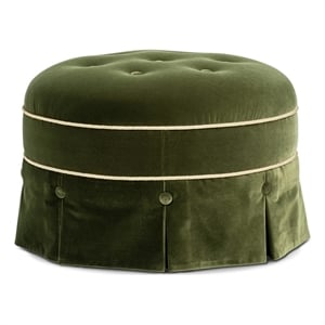 Maribel 24&quot Round Upholstered Accent Ottoman Olive Green Performance Velvet