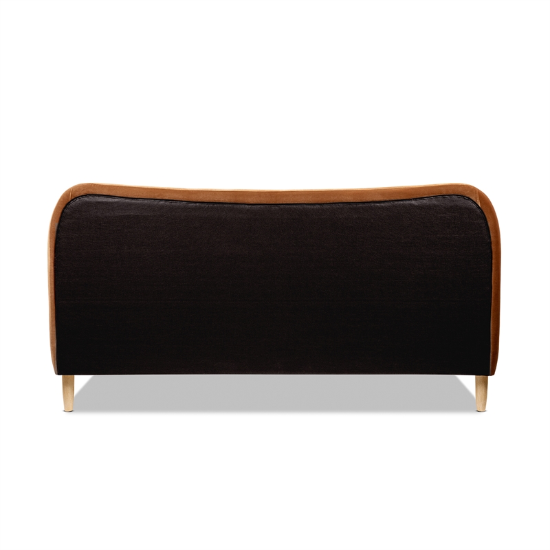 Roman Curved Headboard Upholstered Platform Bed King Burnt Orange Velvet