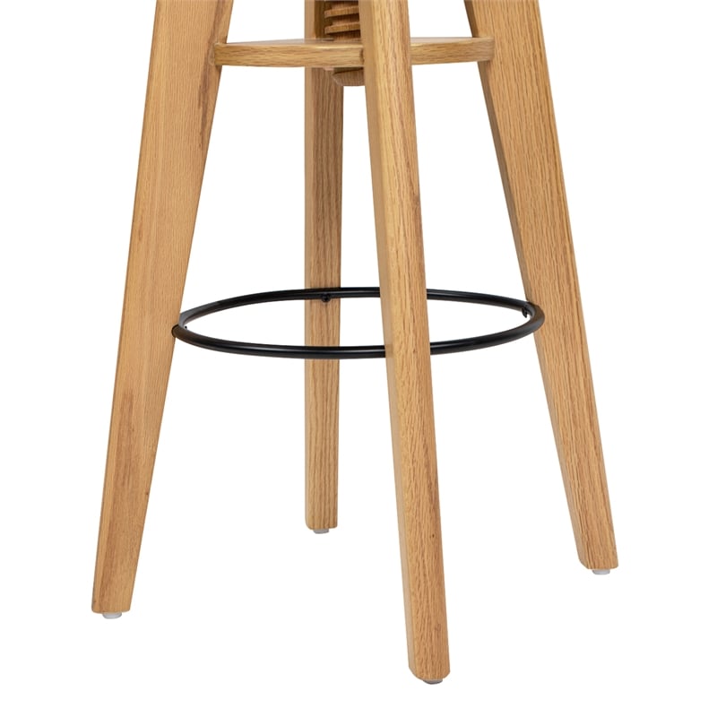 Spencer Minimalist Adjustable Bar Counter Stool Natural Brown Oak Wood