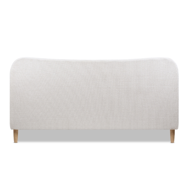 Roman Curved Headboard Upholstered Platform Bed King Light Beige Chenille