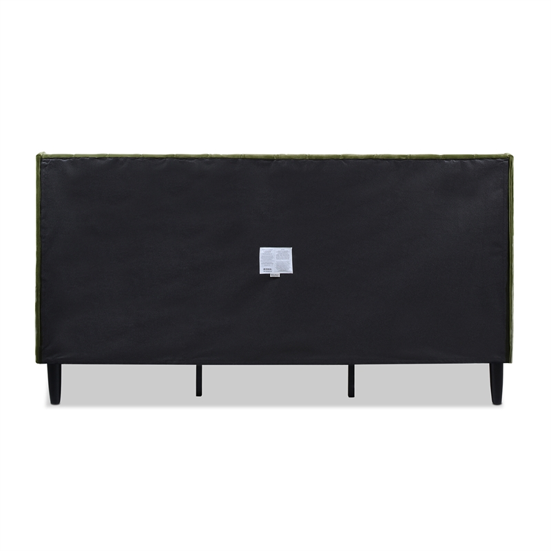Aspen Vertical Tufted Headboard Platform Bed Set King Olive Green Velvet