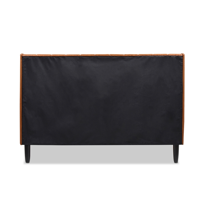 Aspen Vertical Tufted Modern Headboard Platform Bed Set Queen Caramel Tan Brown
