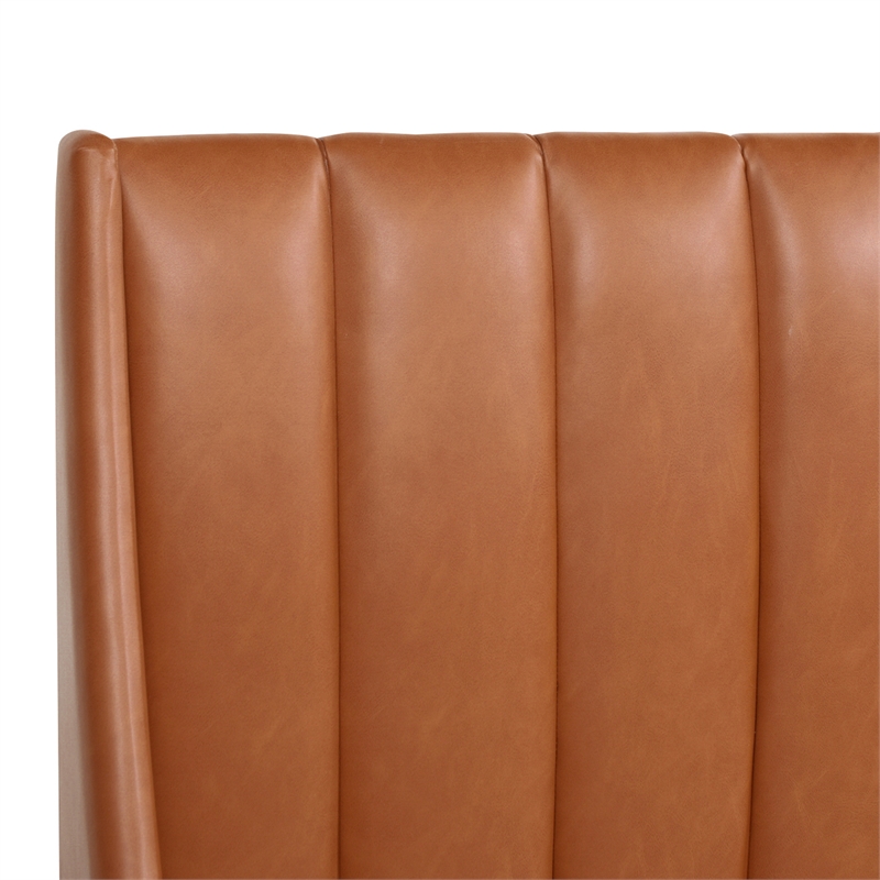 Aspen Vertical Tufted Modern Headboard Platform Bed Set Queen Caramel Tan Brown