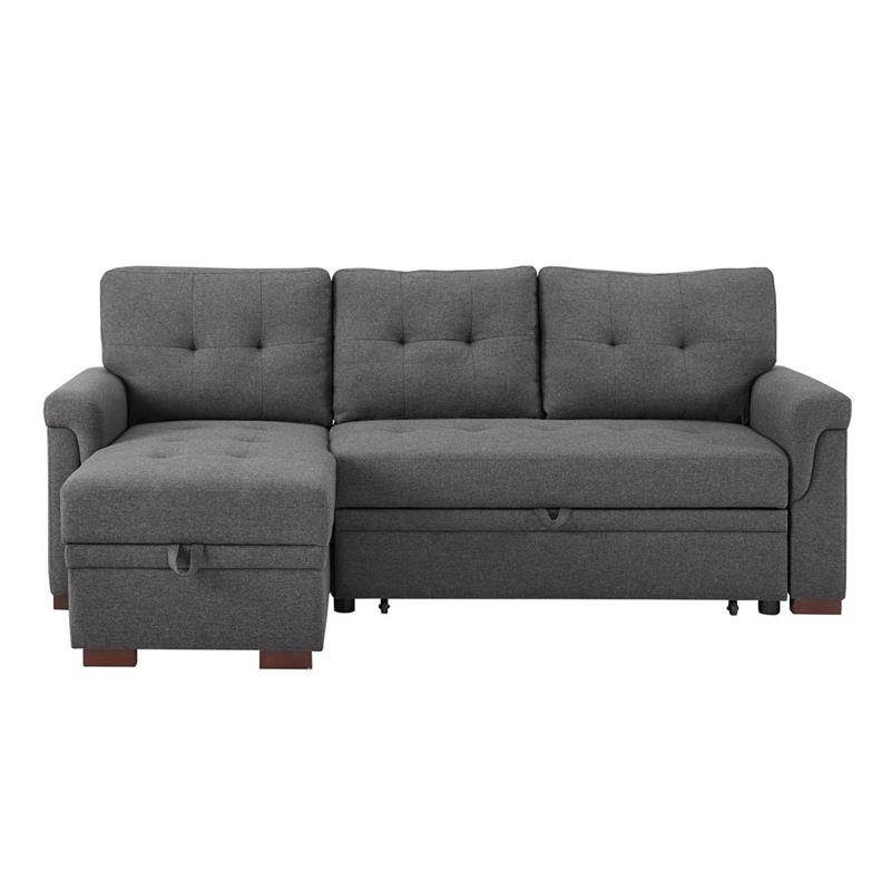 Cooper Gray Fabric Reversible Sleeper Sofa in Gray