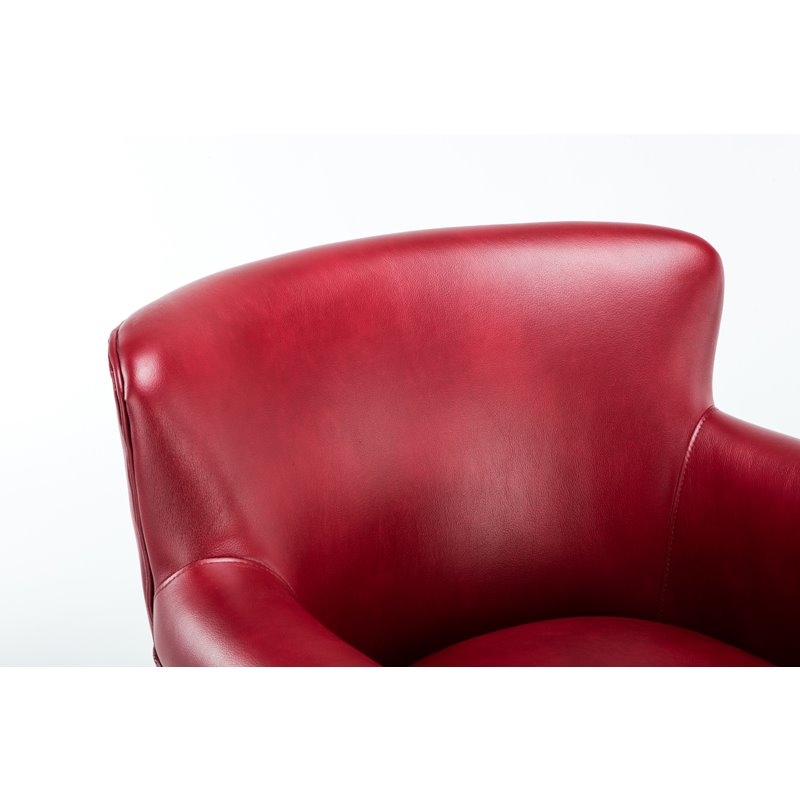 Cooper 18.9'' Transitional Faux Leather Club Chair with Nail head Trim in Red