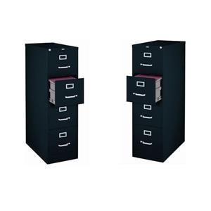 Cooper 22-in Deep Metal 4 Drawer Vertical File Cabinet Black (Set of 2)